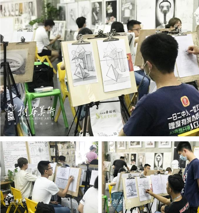 广州树华美术培训班成人部建筑加试全员通过